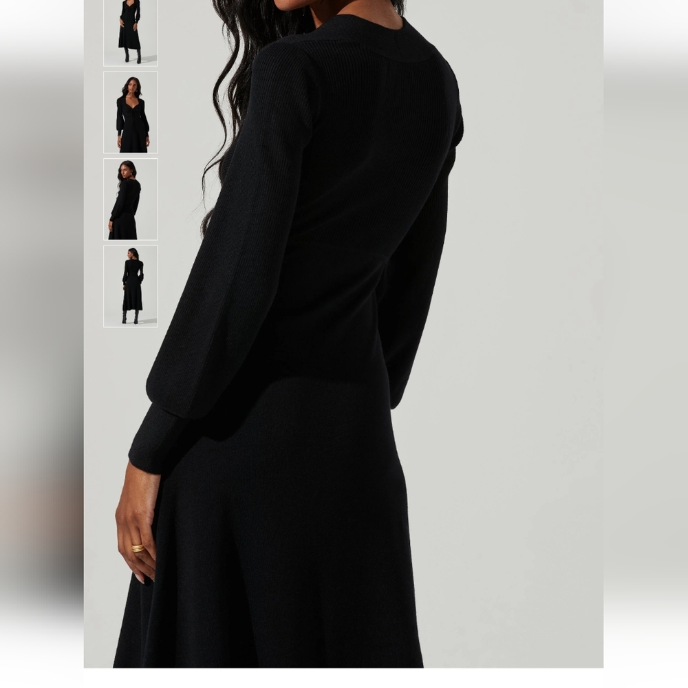 GENEVIEVE KNIT SWEETHEART LONG SLEEVE MIDI DRESS size Large